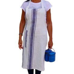 Delantal de lino azul/rayas