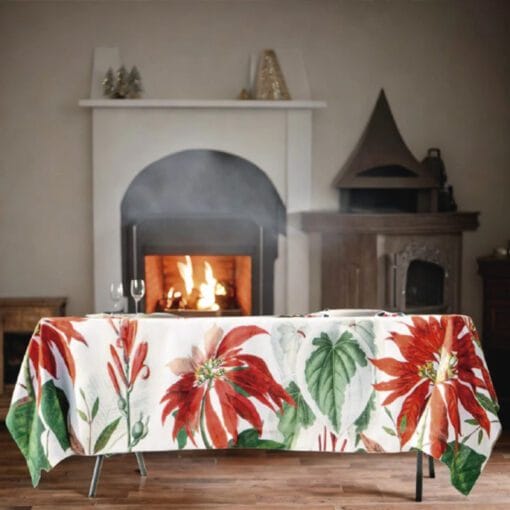 Mantel de lino Poinsetta