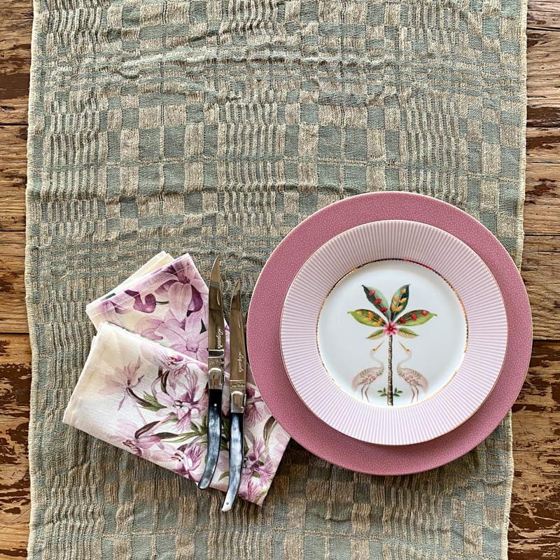 Camino de mesa de cáñamo y algodón Optical