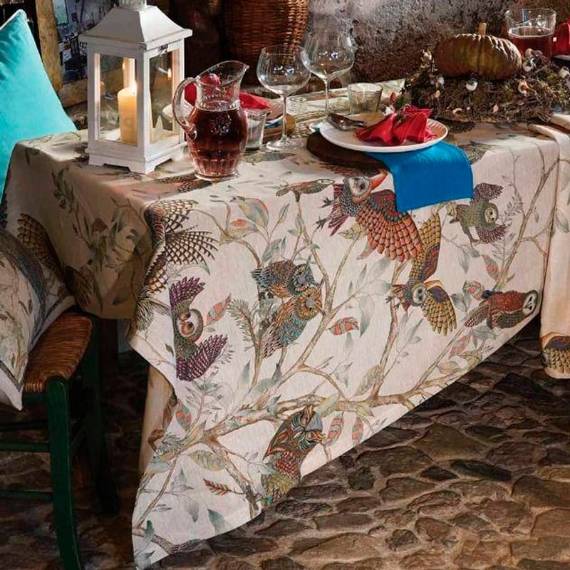 Mantel de lino plastificado Bubo