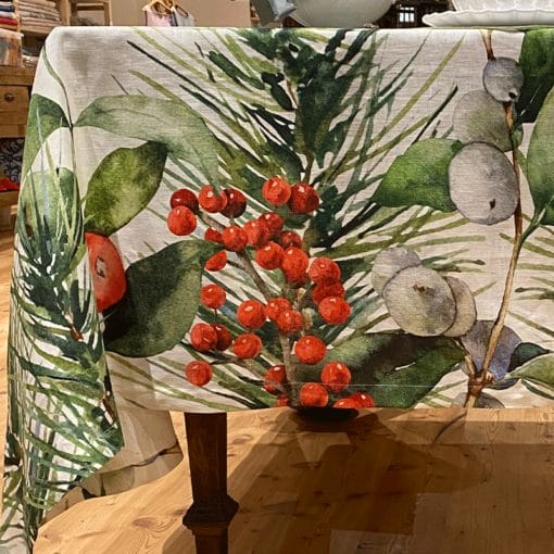 Mantel de lino Hojas y bayas