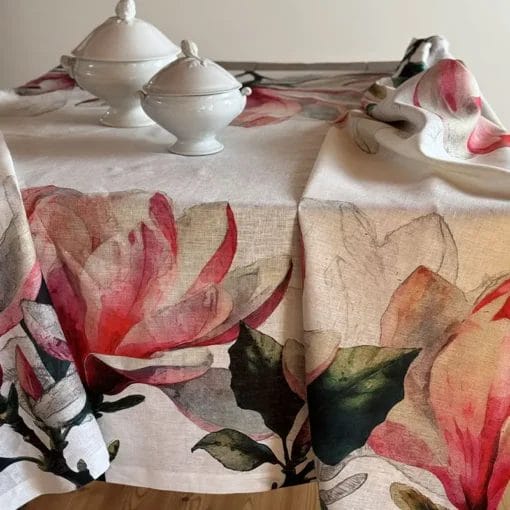Mantel de lino Magnolia Rosa