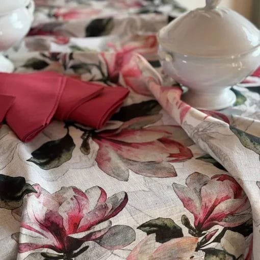 Mantel de lino Magnolia Rosa Allover